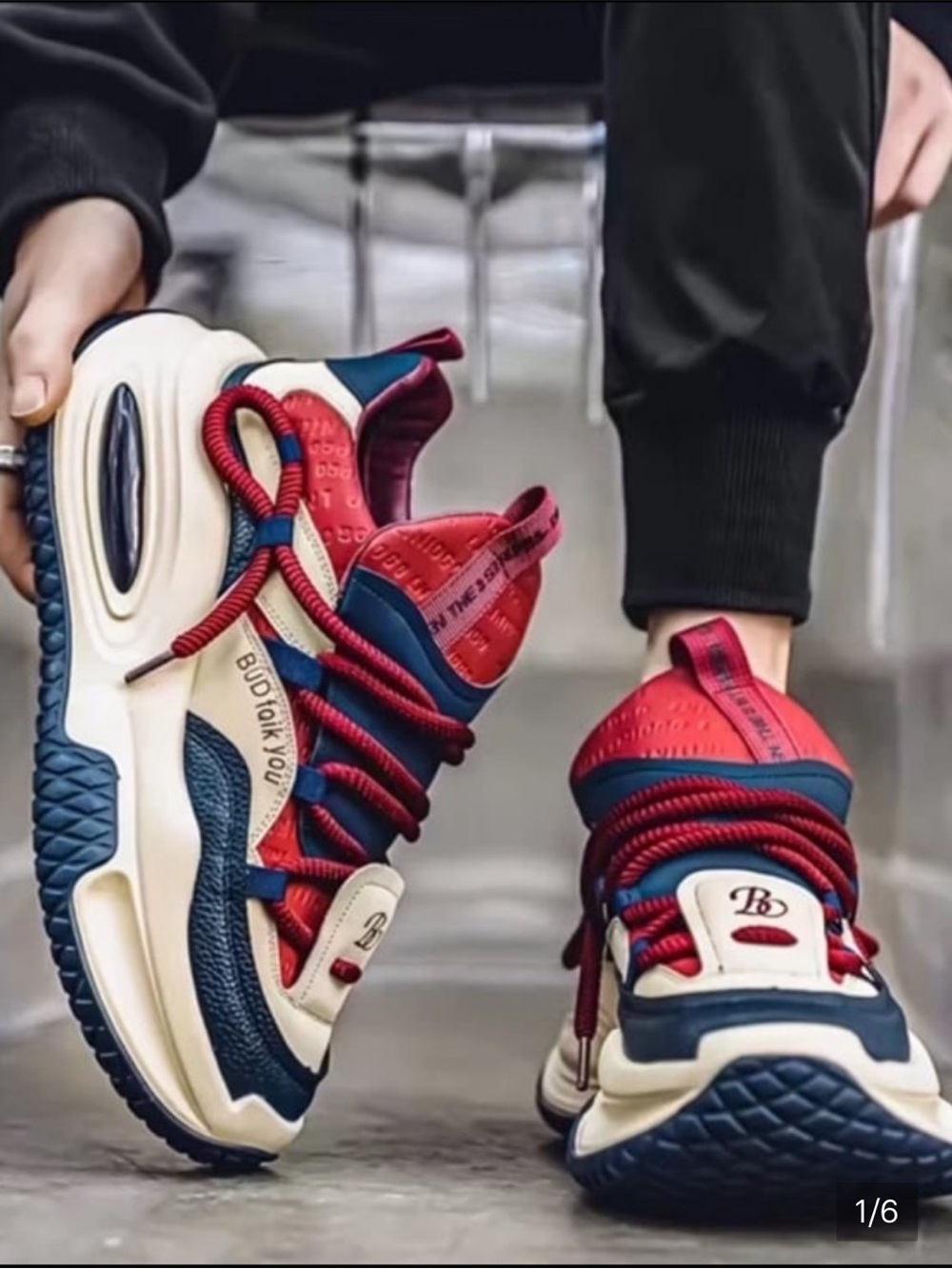 Man's Casual Fashion Navy and Burgundy Sneakers Sport Spring 2025 Size 10